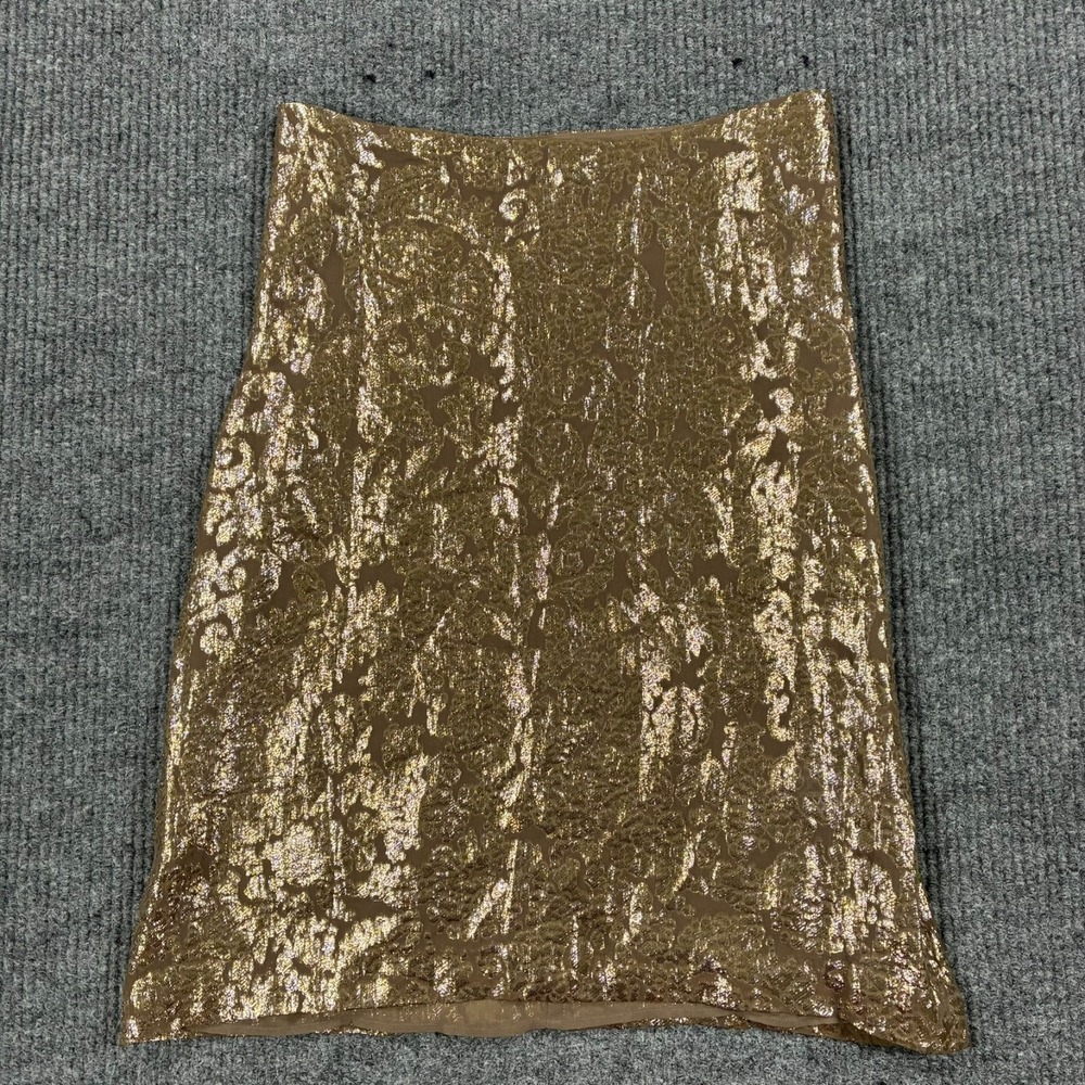 J.Crew Womens Size 12 Gold Metallic Silk Blend Sleeveless Top Blouse Party